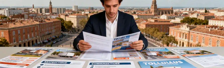 Personne examinant des brochures de déménageurs à Toulouse, mettant en avant les critères de choix.