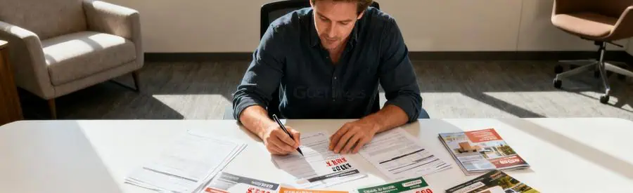 Personne comparant plusieurs offres de déménagement dans un bureau pour trouver le meilleur tarif dans l'Yonne.