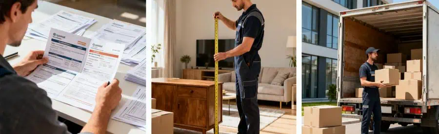 Personnes comparant des offres et évaluant le volume pour un déménagement dans l'Indre.