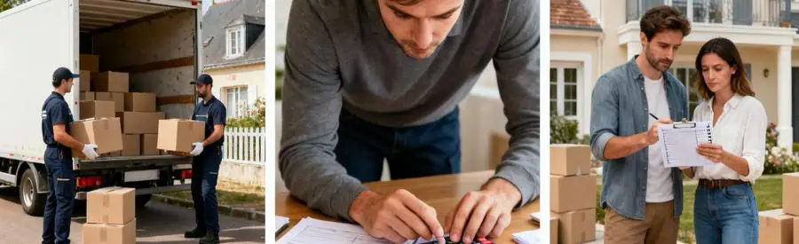 Personne comparant les tarifs de déménagement à Boulogne-sur-Mer avec des déménageurs en action.