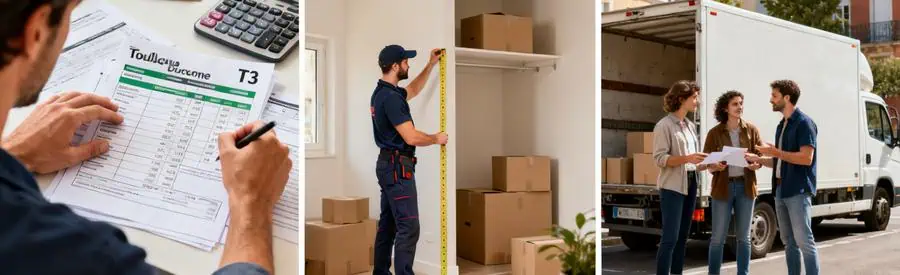 Illustration des variations de tarifs de déménagement à Toulouse selon volume, distance et conditions d'accès.