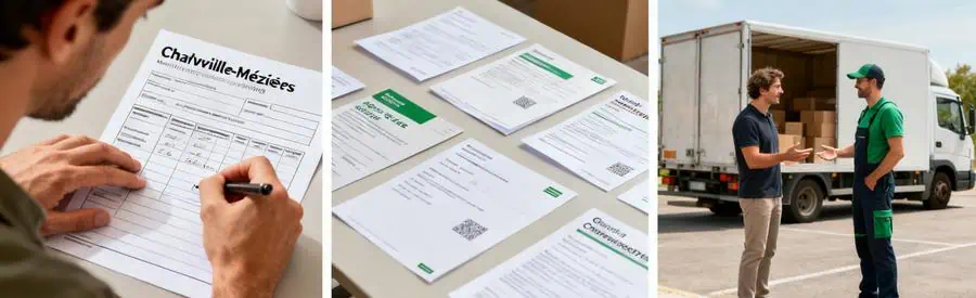 Demande Offres Demenagement Charleville Personne comparant des offres de déménagement à Charleville-Mézières en trois étapes.