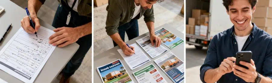 Demande Offres Demenagement Haute Marne Personne remplissant un formulaire et consultant des offres de déménagement en Haute-Marne.