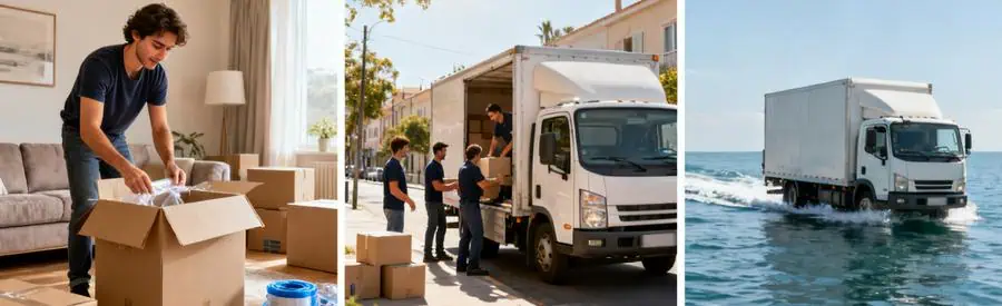 Comparaison de formules de déménagement vers la Corse, emballage, chargement et traversée maritime.
