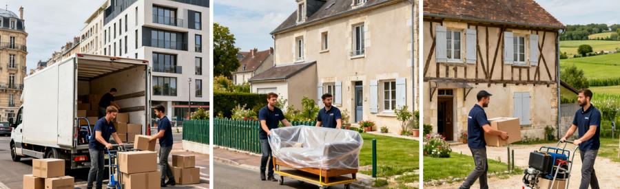 Demenagement Diversite Territoires Sarthe 72 Trois contextes de déménagement en Sarthe : urbain au Mans, périurbain et rural avec professionnels en action