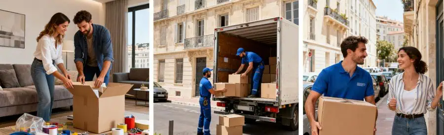 Demenagement Economique Premium Marseille 13 Comparaison des formules de déménagement économique et premium à Marseille 13, incluant emballage, chargement et déchargement.