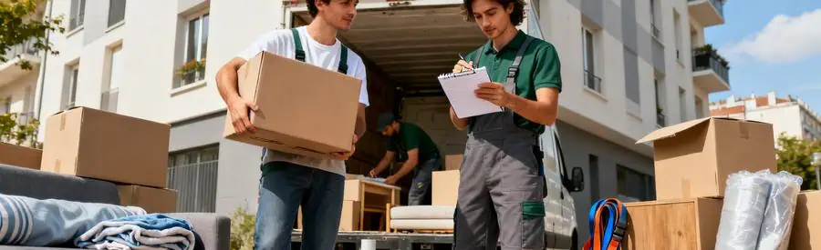 Déménageurs professionnels s'occupant d'un déménagement d'un studio étudiant à Fontenay-sous-Bois.