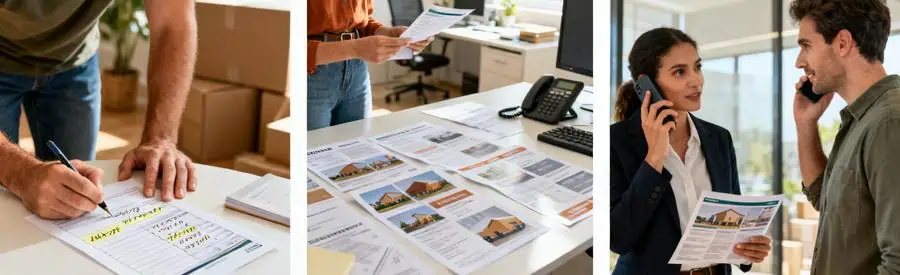 Demenagement Joue Les Tours Comparaison Offres Comparaison des déménageurs à Joué-lès-Tours en trois étapes avec des personnes examinant des offres.