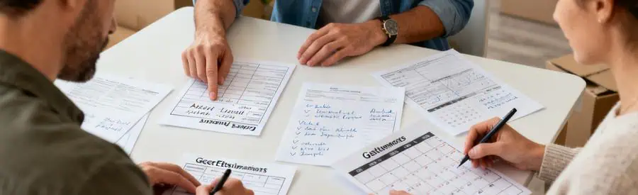 Demenagement Mise En Relation Pyrenees Atlantiques Personnes remplissant un formulaire pour un déménagement dans les Pyrénées-Atlantiques, ambiance conviviale.