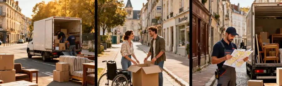 Déménagement à Nevers illustrant les spécificités d'accès et d'organisation selon les quartiers.