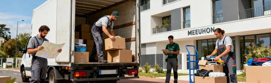 Professionnels du déménagement chargeant un camion à Meudon, en pleine action pour un service efficace.