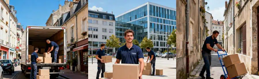 Demenagement Pros Orne Alencon Argentan Flers Déménageurs en action à Alençon, Argentan et Flers, illustrant le réseau local dans l'Orne.