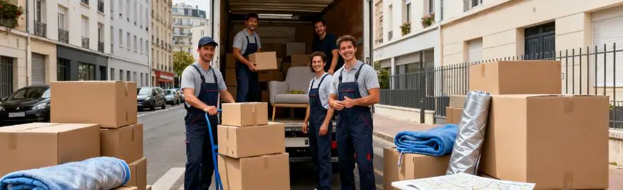 Déménageurs organisant cartons et meubles dans un camion à Sevran, illustrant divers types de déménagements.