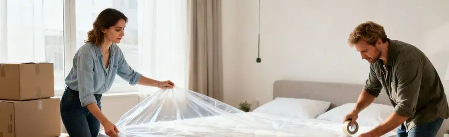 Protéger Son Matelas Avant le Déménagement Préparation d'un matelas avec housse de protection avant le déménagement
