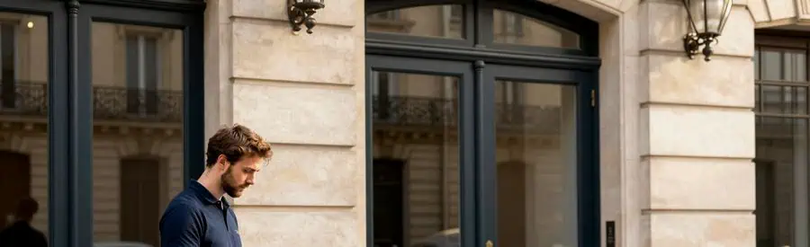 Déménageur vérifiant l'inventaire devant un immeuble parisien place du Châtelet