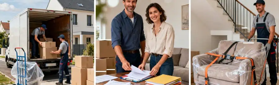 Trois étapes d'un déménagement local en Sarthe : chargement, organisation et transport de mobilier protégé