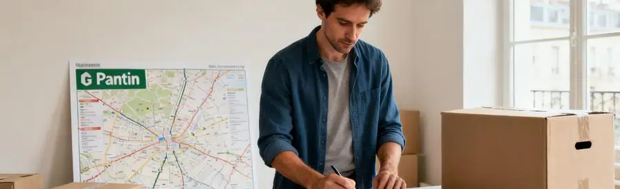 Un homme examine des documents pour obtenir des offres de déménagement à Pantin en 3 étapes.
