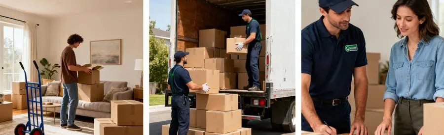 Personnes organisant un déménagement à Dax, illustrant les options de service disponibles.