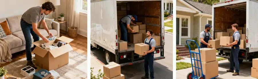 Comparaison des formules de déménagement dans le Cher, montrant emballage, chargement et déchargement.