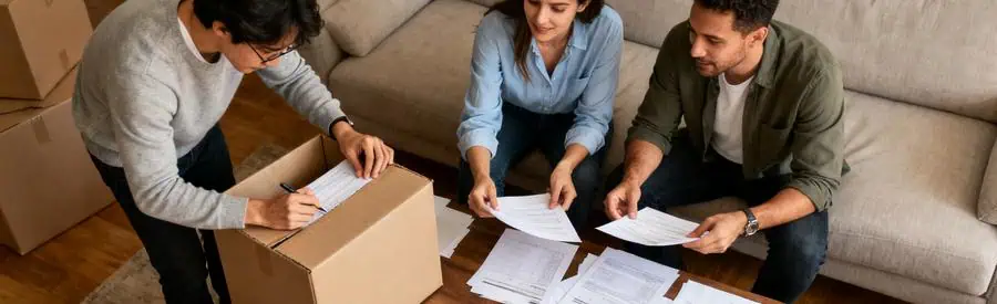 Obtenir Offres Demenagement Laval Illustration des étapes pour recevoir des offres de déménagement à Laval avec comparaison de documents.