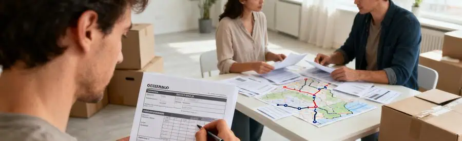 Personne remplissant un formulaire papier pour comparer les offres de déménagement à Alençon.