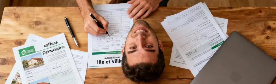 Personne remplissant un formulaire pour obtenir des offres de déménagement en Ille-et-Vilaine.