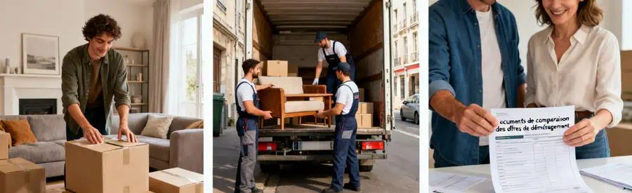 Comparaison des options de services de déménagement à Bourg-en-Bresse, incluant l'emballage, le transport et la consultation des offres.