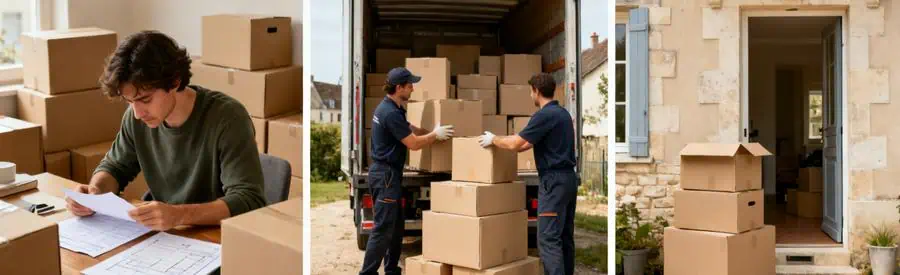 Personnes organisant un déménagement étape par étape dans le Centre-Val de Loire.