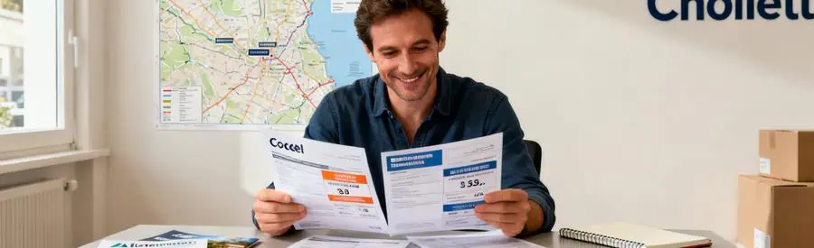 Client examinant plusieurs offres de déménagement à Cholet, illustrant la comparaison efficace.