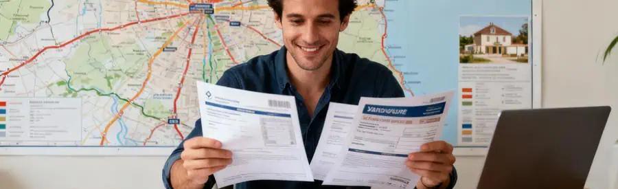 Personne comparant plusieurs documents de déménagement pour Vandœuvre-lès-Nancy.