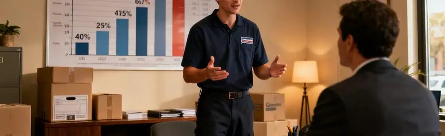 Tarifs Deménagement Calvados Discussion Conversation entre un déménageur et un client sur les tarifs des déménagements dans le Calvados.