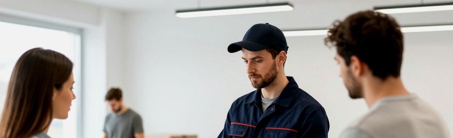 Déménageur Carcassonne présentant les formules de prestations à un couple