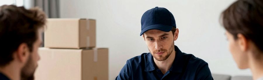 professionnel déménageur et client Narbonne comparant un devis de déménagement