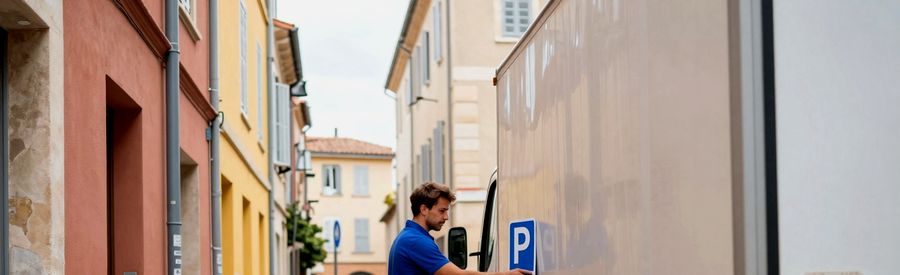 Formalités de stationnement à Marseille Stationnement du camion dans une rue du Panier à Marseille