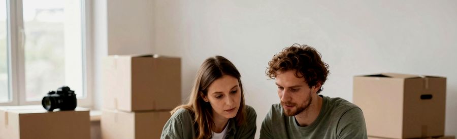 Couple préparant les démarches de changement d'adresse à Pessac