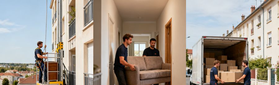 Monte-meuble et accès étroits dans les quartiers de Pessac (Saige, Alouette)