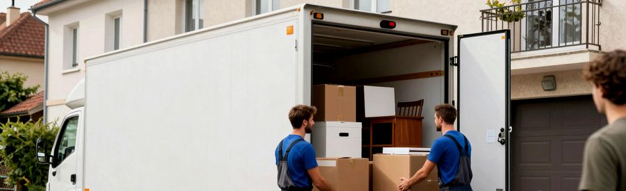 Combien coûte un déménagement pour raison professionnelle Déménageurs chargeant un camion pour un déménagement longue distance lié à un nouveau travail