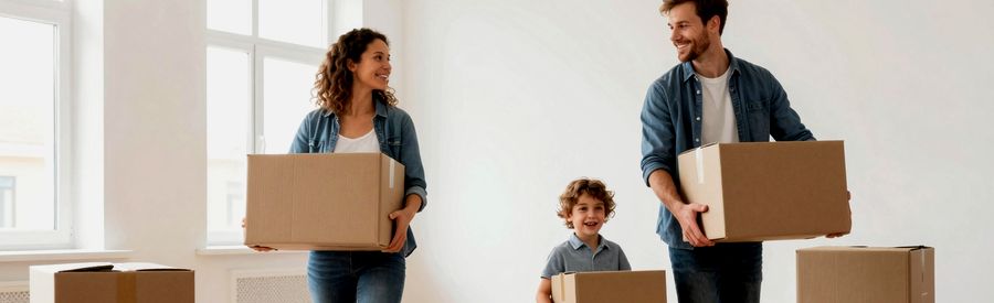 Déménager Avec Des Enfants Déménager avec des enfants : famille emménageant dans le nouveau logement